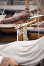 Traditional Dutch Botter Fishing Boats in the small Harbor of a Royalty Free Stock Photo