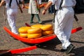 Traditional Dutch cheese market on the market square in Alkmaar, The Netherlands. September 3, 2010