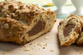 Traditional Dutch homemade easter bread with almond paste,cinnamon and almonds