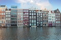 Traditional dutch houses along the canals in Amsterdam Netherlands