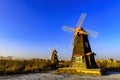 Traditional Dutch old wooden windmill in Zaanse Schans - museum village in Zaandam Royalty Free Stock Photo