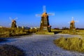 Traditional Dutch old wooden windmill in Zaanse Schans - museum village in Zaandam Royalty Free Stock Photo