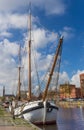 Traditional dutch sailing ship in the east harbor of Groningen Royalty Free Stock Photo