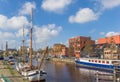 Traditional dutch sailing ship in the east harbor of Groningen Royalty Free Stock Photo