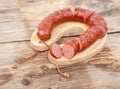 Traditional Dutch smoked sausage called Rookworst