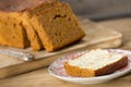 Traditional Dutch spice bread or `ontbijtkoek` with butter Royalty Free Stock Photo