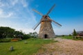 Traditional dutch windmill in Latvia Royalty Free Stock Photo