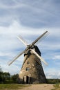 Traditional dutch windmill in Latvia Royalty Free Stock Photo