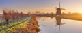 Traditional Dutch windmill near Abcoude, The Netherlands at sunrise