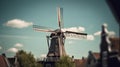 Traditional Dutch windmill in the village of Zaanse Schans, Netherlands