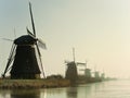 Traditional Dutch windmills at dawn Royalty Free Stock Photo