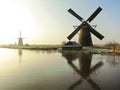 Traditional Dutch windmills at dawn Royalty Free Stock Photo