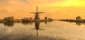 Traditional Dutch Windmills Kinderdijk World Unesco heritage Royalty Free Stock Photo