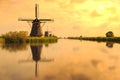 Traditional Dutch Windmills Kinderdijk World Unesco heritage Royalty Free Stock Photo