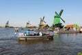 Traditional Dutch windmills in Zaanse Schans, Netherlands Royalty Free Stock Photo