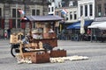 Traditional Dutch wooden clogs for sale in Delft. Royalty Free Stock Photo