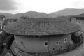 Earth house in nanjing county, black and white image