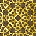 Traditional east geometric decorative pattern gold style. Arabic pattern background. Islamic ornament vector.