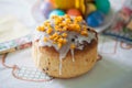 Traditional easter cake kulich Ukrainian Russian style Royalty Free Stock Photo