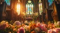 A traditional Easter church service with a choir singing hymns Royalty Free Stock Photo