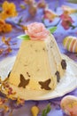 Traditional Easter cottage cheese dessert with orange and chocolate