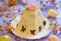 Traditional Easter cottage cheese dessert with orange and chocolate