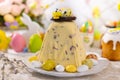 Traditional Easter Cottage Cheese Dessert for Orthodox Easter..Festive table with Easter treats and decoration Royalty Free Stock Photo