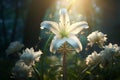 Traditional Easter cross with lilies and a