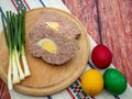 Traditional Easter dish known as a drob in Romanian, a type of meat pie Royalty Free Stock Photo