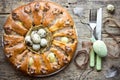 Traditional Easter dish meatloaf ring with quail eggs Royalty Free Stock Photo