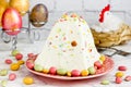 Traditional Easter molded cottage cheese dessert