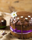 Traditional Easter panettone or russian kulich with chocolate.