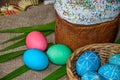 Traditional Easter Paschal wicker basket Royalty Free Stock Photo