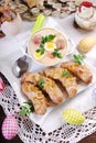 Traditional easter sausage with onion and white borscht Royalty Free Stock Photo