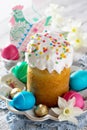 The traditional Easter treats: cakes and colorful easter eggs