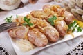 Traditional easter white sausage baked with onion Royalty Free Stock Photo