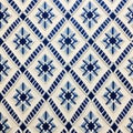 Contemporary Ceramics: Large White And Blue Geometric Tile With Ornate Embroidery Style Royalty Free Stock Photo