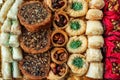 Traditional Eastern Iranian and Afghan, Turkish and Arabic sweets for the holiday. Background