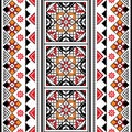 Ukrainian Easter egss style vector seamless folk art pattern vertical oriented - Hutsul geometric ornament in black, yellow and re