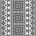 Ukrainian Easter egss style vector seamless folk art pattern vertical oriented - Hutsul Pysanky geometric ornament in black and wh