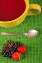 Traditional Ecuatorian dish, colada morada on wood Royalty Free Stock Photo