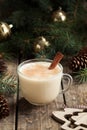 Traditional eggnog homemade christmas non alcohol Royalty Free Stock Photo