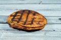 Traditional Egyptian dish Hawawshi, pita stuffed with chicken and spiced with onions, pepper, parsely and chilies, baked by