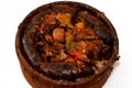 Traditional Egyptian mixture of lamb meat, sausage mumbar intestines filled with rice, kawareh trotters cow feet, pieces of cooked