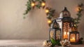 Traditional Eid decorations with lanterns and Arabic Royalty Free Stock Photo