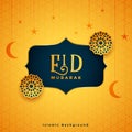 Traditional eid mubarak festival card with islamic decoration