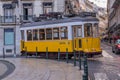 Traditional electric streetcar in Lisbon