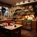 Traditional Elegance Festive Bungalow Kitchen. Generative AI