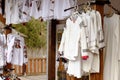 Traditional embroidered romanian blouses exposed for sale