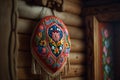 traditional embroidered ukrainian vyshyvanka on door Generative AI